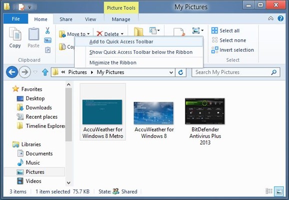 Add Items To Quick Access Toolbar In Windows 8 Explorer