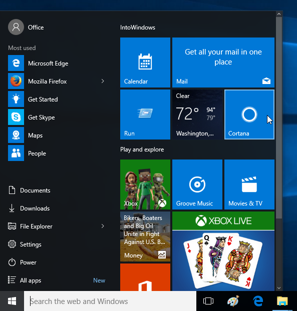 Añadir comando Ejecutar al menú Inicio en Windows 10