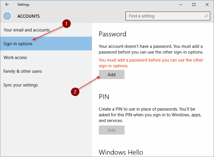 Agregar contraseña a una cuenta de usuario local en Windows 10 step3