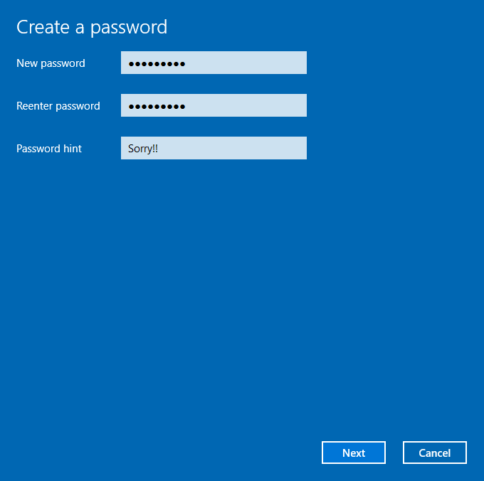 Agregar contraseña a una cuenta de usuario local en Windows 10 step4