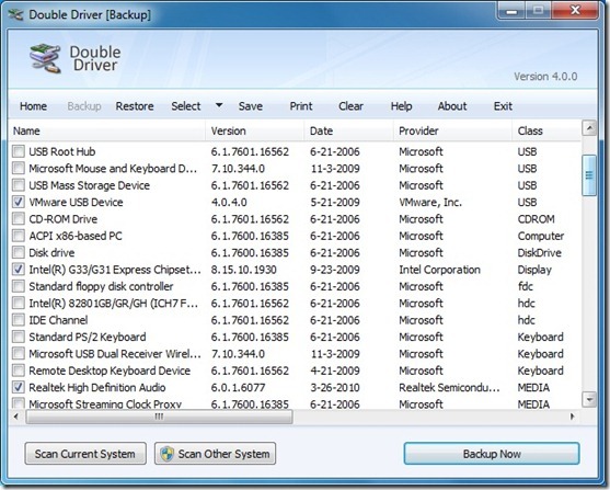 Backup Windows 7 Drivers with Double Driver
