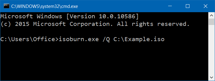 Grabar archivo ISO o IMG desde el Símbolo del sistema operativo en Windows 10 step2