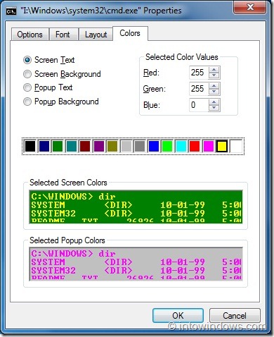 Cambiar el texto del símbolo del sistema y el color de fondo en Windows 7