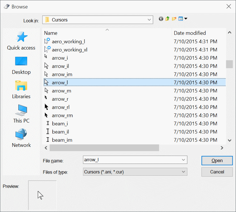 Cambiar el tamaño y el color del puntero del ratón en Windows 10 step8