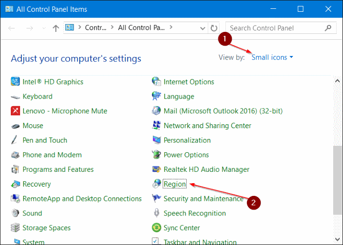 Cambiar la región o ubicación de la tienda en windows 10 step6