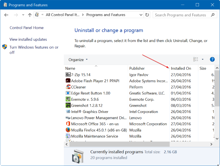 Comprobar la fecha de instalación de aplicaciones y programas en Windows 10 step6