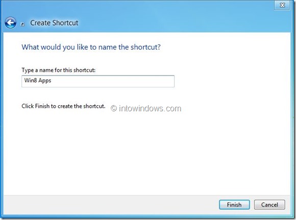 Create Metro Apps Shortcut On Desktop In Windows 8 Step3