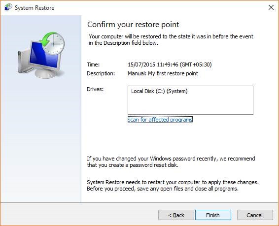 Crear un punto de restauración en Windows 10 step12