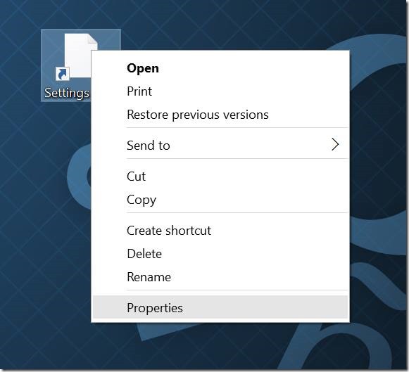 Crear acceso directo al escritorio para la aplicación Configuración en Windows 10 pic5