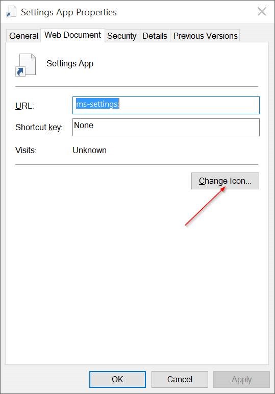 Crear acceso directo al escritorio para la aplicación Configuración en Windows 10 pic6