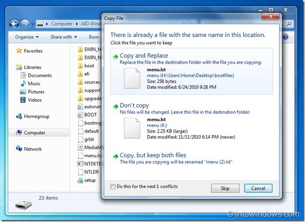 Crear unidad flash USB de arranque múltiple con Windows 7 y XP Paso 11A