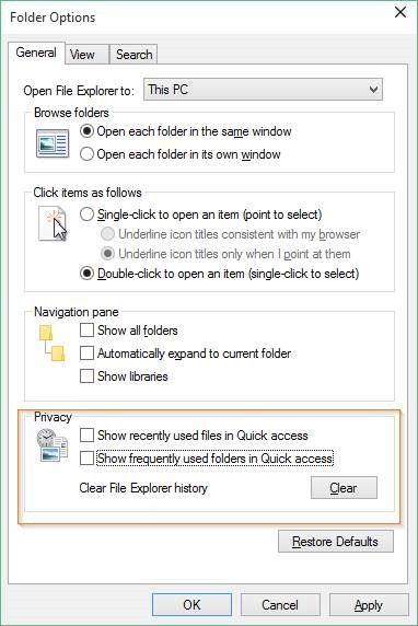 Desactivar acceso rápido en Windows 10 picture3