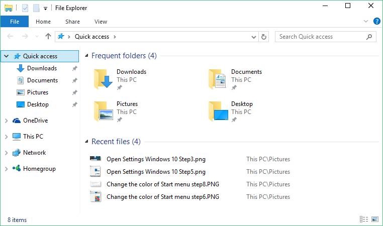 Desactivar acceso rápido en Windows 10
