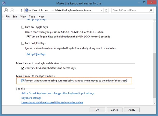 Disable Snap view in Windows 7 or Windows 8 picture4