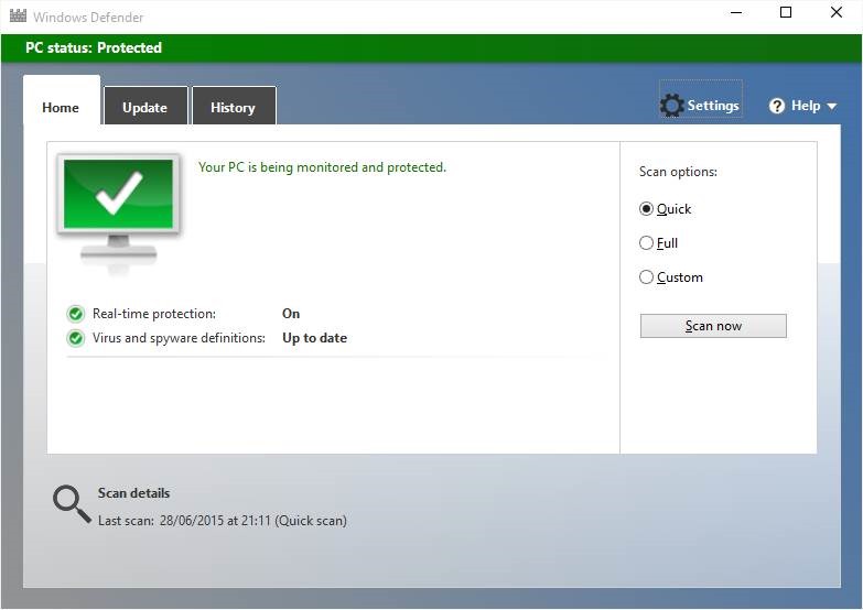 Desactivar Windows Defender en Windows 10