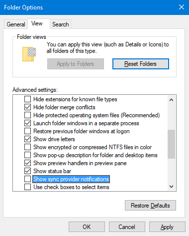Desactivar anuncios en el Explorador de archivos en Windows 10 pic3
