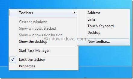 Enable Quick Launch in Windows 8 Step1