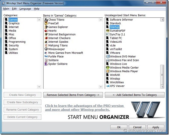 Free Start Menu Organizer for Windows