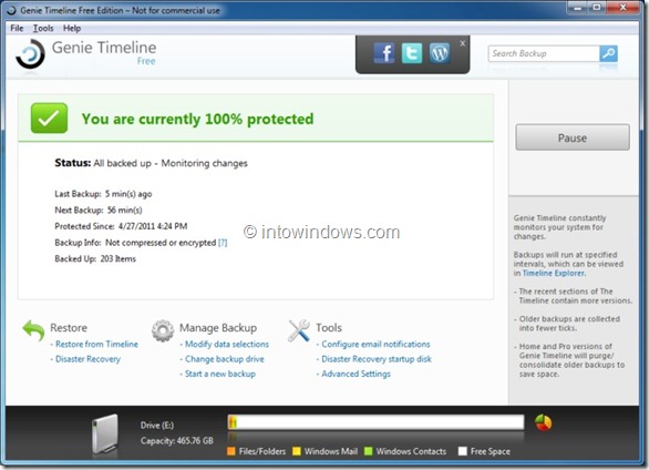 History Vault & Time Machine For Vista And Windows 7