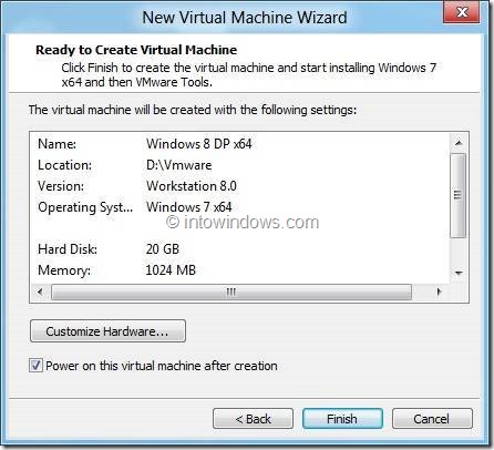 Install Windows 8 On VMware Player 4 Step9