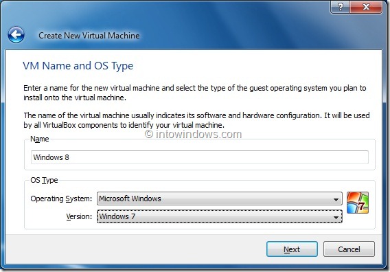 Install Windows 8 On VirtualBox Virtual Machine Step3
