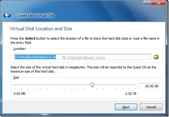 Install Windows 8 On VirtualBox Virtual Machine Step8