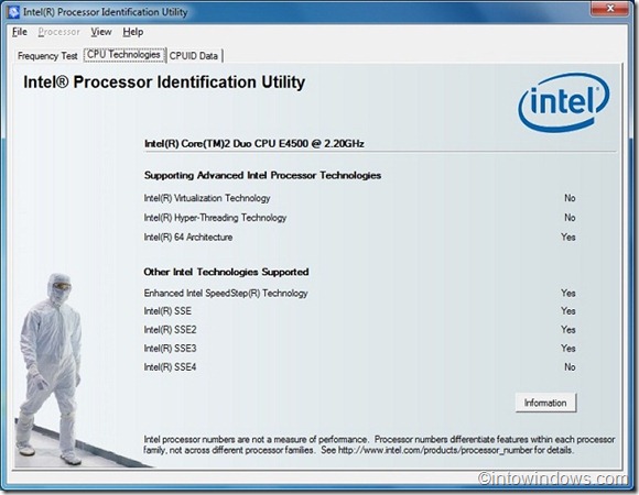 Intel Processor ID utility
