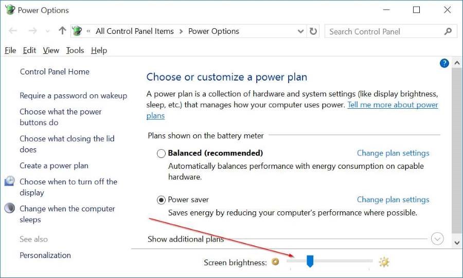 Ajustar manualmente el brillo de la pantalla en Windows 10 pic2