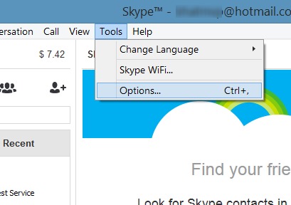 Minimizar el área de notificación de Skype a la bandeja del sistema en Windows