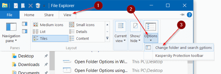 Abrir opciones de carpeta en Windows 10 pic2