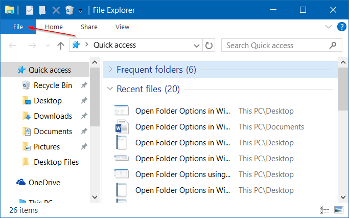 Abrir opciones de carpeta en Windows 10 pic5