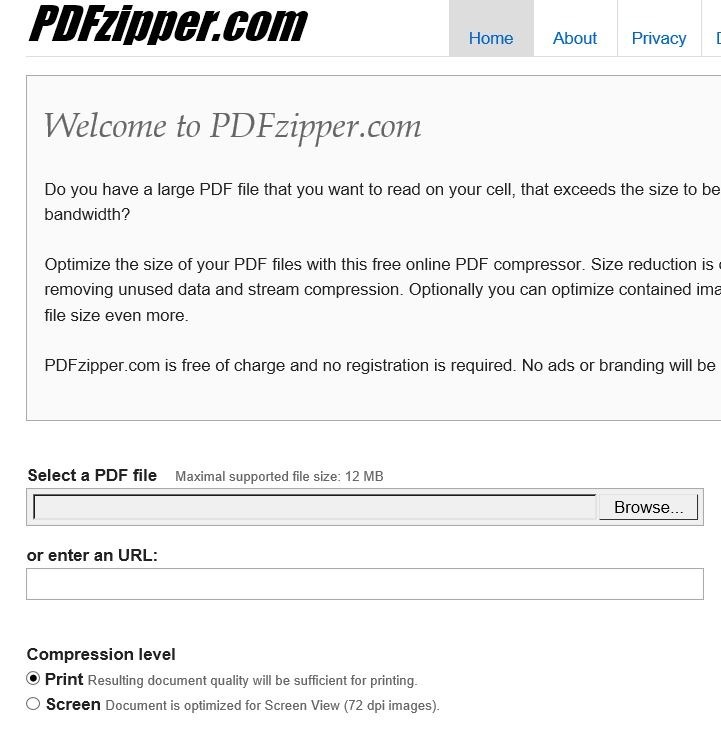 PDFzipper to compress PDF files