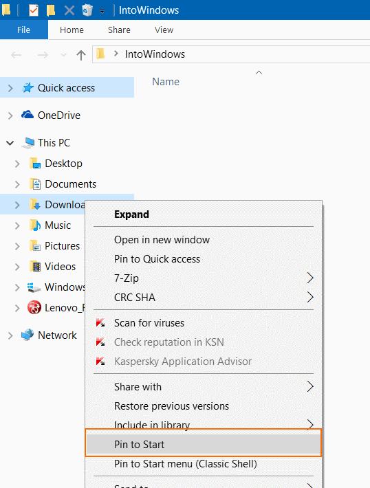 Pin Carpeta de descargas a la barra de tareas e iniciar pic4