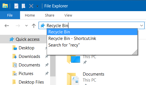Cómo fijar la papelera de reciclaje a la barra de herramientas de acceso rápido en Windows 10 pic05
