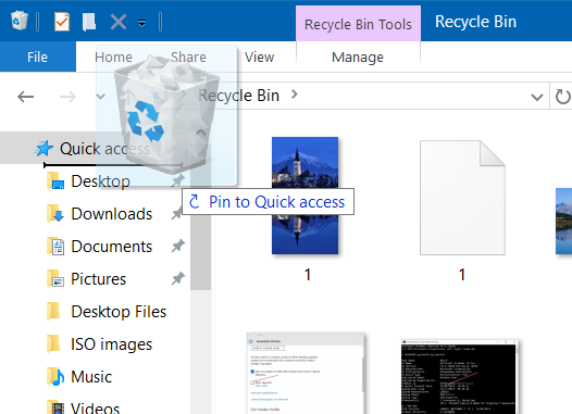 Pin Recycle Bin To Quick Access & Quick Access Toolbar in Windows 10 step4