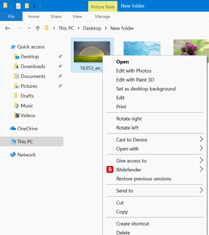 Quitar Compartir del menú contextual en Windows 10 pic6