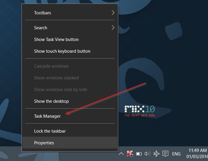 Quitar el icono del modo de vuelo del avión de la barra de tareas de Windows 10 step1