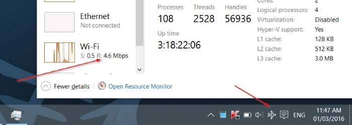 Quitar el icono del modo de vuelo del avión de la barra de tareas de Windows 10