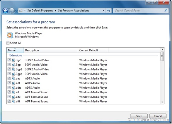 Restaurar las asociaciones de archivos del Reproductor de Windows Media en Windows 7 step5