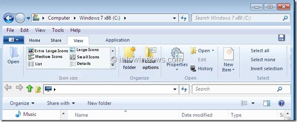 Interfaz de cinta para Windows 7