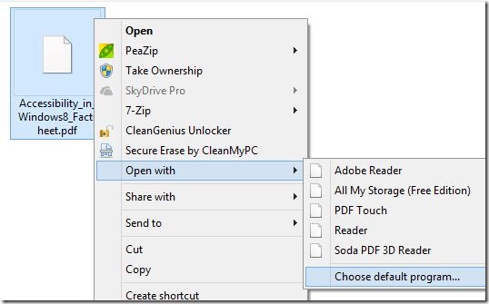Set Adobe Reader Default PDF Reader In Windows 8 Step3