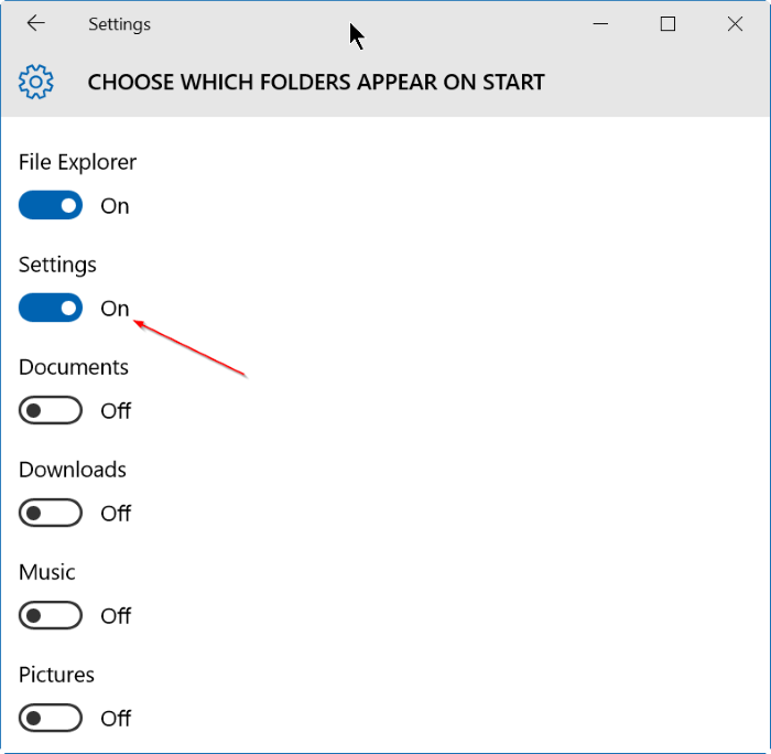 Falta icono de configuración del menú Inicio en Windows 10 pic6