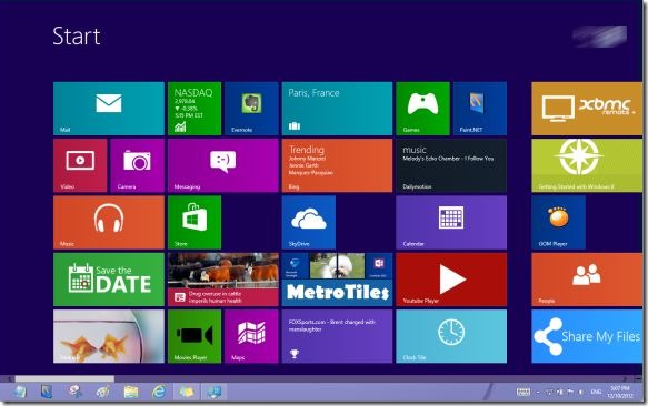 Show Taskbar In Start Screen in Windows 8