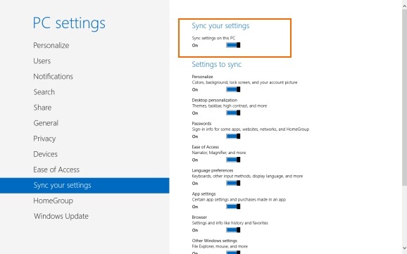 Sync Settings In Windows 8