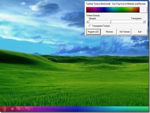 Barra de tareas de Windows 7 texturizada