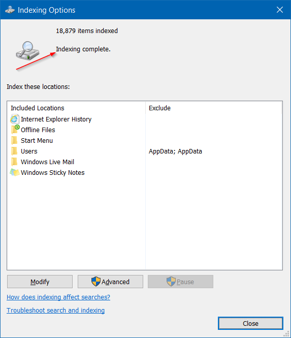 Estos resultados pueden ser mensajes incompletos en Windows 10 pic1