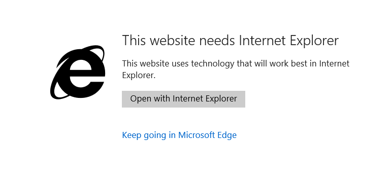 Este sitio web necesita internet Explorer