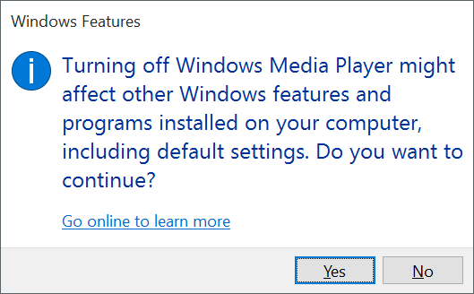 Activar o desactivar características en Windows 10 step5