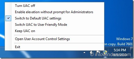 UAC Controller Tool for Windows 7