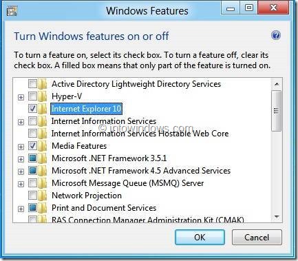Uninstall or Remove Internet Explorer 10 From Windows 8